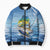 Mahi Mahi and Tuna Fish Bomber Puffer Jacket Fishing Ocean Water Background and Nautical Compass Elements - Wonder Print Shop
