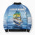 Mahi Mahi and Tuna Fish Bomber Puffer Jacket Fishing Ocean Water Background and Nautical Compass Elements - Wonder Print Shop