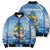 Mahi Mahi and Tuna Fish Bomber Puffer Jacket Fishing Ocean Water Background and Nautical Compass Elements - Wonder Print Shop