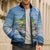 Mahi Mahi and Tuna Fish Bomber Puffer Jacket Fishing Ocean Water Background and Nautical Compass Elements - Wonder Print Shop