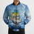 Mahi Mahi and Tuna Fish Bomber Puffer Jacket Fishing Ocean Water Background and Nautical Compass Elements - Wonder Print Shop