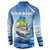 Mahi Mahi and Tuna Fish Button Sweatshirt Fishing Ocean Water Background and Nautical Compass Elements - Wonder Print Shop