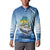 Mahi Mahi and Tuna Fish Button Sweatshirt Fishing Ocean Water Background and Nautical Compass Elements - Wonder Print Shop
