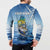 Mahi Mahi and Tuna Fish Button Sweatshirt Fishing Ocean Water Background and Nautical Compass Elements - Wonder Print Shop