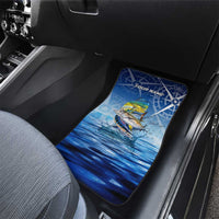 Mahi Mahi and Tuna Fish Car Mats Fishing Ocean Water Background and Nautical Compass Elements - Wonder Print Shop