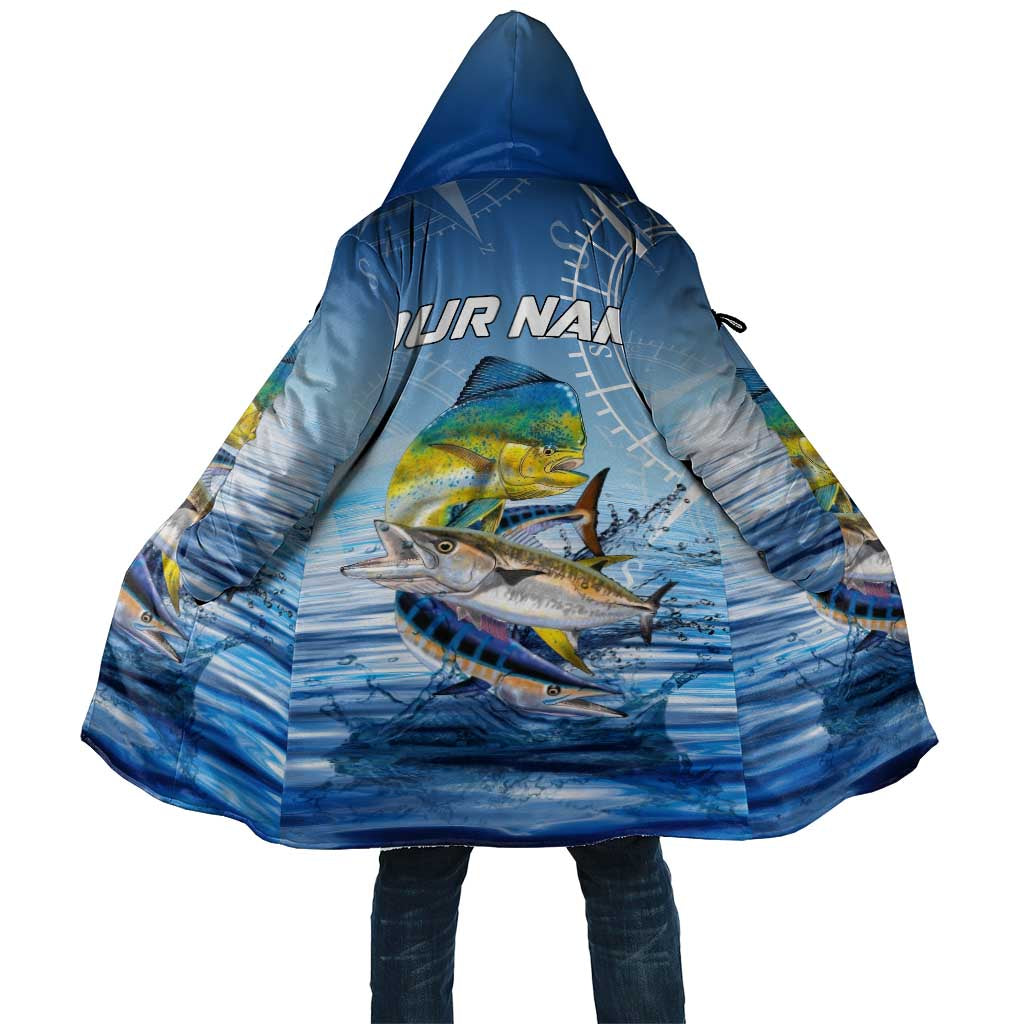 Mahi Mahi and Tuna Fish Cloak Fishing Ocean Water Background and Nautical Compass Elements - Wonder Print Shop