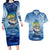 Mahi Mahi and Tuna Fish Couples Matching Long Sleeve Bodycon Dress and Hawaiian Shirt Fishing Ocean Water Background and Nautical Compass Elements - Wonder Print Shop