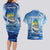 Mahi Mahi and Tuna Fish Couples Matching Long Sleeve Bodycon Dress and Hawaiian Shirt Fishing Ocean Water Background and Nautical Compass Elements - Wonder Print Shop