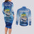 Mahi Mahi and Tuna Fish Couples Matching Long Sleeve Bodycon Dress and Long Sleeve Button Shirt Fishing Ocean Water Background and Nautical Compass Elements - Wonder Print Shop