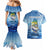 Mahi Mahi and Tuna Fish Couples Matching Mermaid Dress and Hawaiian Shirt Fishing Ocean Water Background and Nautical Compass Elements - Wonder Print Shop