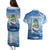 Mahi Mahi and Tuna Fish Couples Matching Puletasi and Hawaiian Shirt Fishing Ocean Water Background and Nautical Compass Elements - Wonder Print Shop