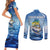 Mahi Mahi and Tuna Fish Couples Matching Short Sleeve Bodycon Dress and Long Sleeve Button Shirt Fishing Ocean Water Background and Nautical Compass Elements - Wonder Print Shop