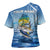 Mahi Mahi and Tuna Fish Cross Shoulder Shirt Fishing Ocean Water Background and Nautical Compass Elements - Wonder Print Shop