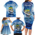 Mahi Mahi and Tuna Fish Family Matching Long Sleeve Bodycon Dress and Hawaiian Shirt Fishing Ocean Water Background and Nautical Compass Elements - Wonder Print Shop