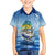 Mahi Mahi and Tuna Fish Family Matching Long Sleeve Bodycon Dress and Hawaiian Shirt Fishing Ocean Water Background and Nautical Compass Elements - Wonder Print Shop