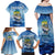 Mahi Mahi and Tuna Fish Family Matching Off Shoulder Maxi Dress and Hawaiian Shirt Fishing Ocean Water Background and Nautical Compass Elements - Wonder Print Shop