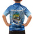 Mahi Mahi and Tuna Fish Family Matching Short Sleeve Bodycon Dress and Hawaiian Shirt Fishing Ocean Water Background and Nautical Compass Elements - Wonder Print Shop