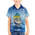 Mahi Mahi and Tuna Fish Family Matching Short Sleeve Bodycon Dress and Hawaiian Shirt Fishing Ocean Water Background and Nautical Compass Elements - Wonder Print Shop