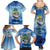 Mahi Mahi and Tuna Fish Family Matching Summer Maxi Dress and Hawaiian Shirt Fishing Ocean Water Background and Nautical Compass Elements - Wonder Print Shop