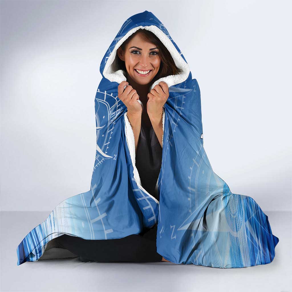 Mahi Mahi and Tuna Fish Hooded Blanket Fishing Ocean Water Background and Nautical Compass Elements - Wonder Print Shop
