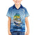 Mahi Mahi and Tuna Fish Kid Hawaiian Shirt Fishing Ocean Water Background and Nautical Compass Elements - Wonder Print Shop