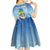 Mahi Mahi and Tuna Fish Kid Short Sleeve Dress Fishing Ocean Water Background and Nautical Compass Elements - Wonder Print Shop