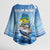 Mahi Mahi and Tuna Fish Kimono Sleeve Blouse Fishing Ocean Water Background and Nautical Compass Elements - Wonder Print Shop