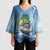Mahi Mahi and Tuna Fish Kimono Sleeve Blouse Fishing Ocean Water Background and Nautical Compass Elements - Wonder Print Shop