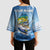 Mahi Mahi and Tuna Fish Kimono Sleeve Blouse Fishing Ocean Water Background and Nautical Compass Elements - Wonder Print Shop