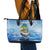 Mahi Mahi and Tuna Fish Leather Tote Bag Fishing Ocean Water Background and Nautical Compass Elements - Wonder Print Shop
