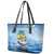 Mahi Mahi and Tuna Fish Leather Tote Bag Fishing Ocean Water Background and Nautical Compass Elements - Wonder Print Shop
