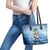 Mahi Mahi and Tuna Fish Leather Tote Bag Fishing Ocean Water Background and Nautical Compass Elements - Wonder Print Shop