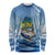 Mahi Mahi and Tuna Fish Long Sleeve Shirt Fishing Ocean Water Background and Nautical Compass Elements - Wonder Print Shop