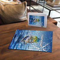 Mahi Mahi and Tuna Fish Puzzle Fishing Ocean Water Background and Nautical Compass Elements - Wonder Print Shop