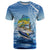 Mahi Mahi and Tuna Fish T Shirt Fishing Ocean Water Background and Nautical Compass Elements - Wonder Print Shop