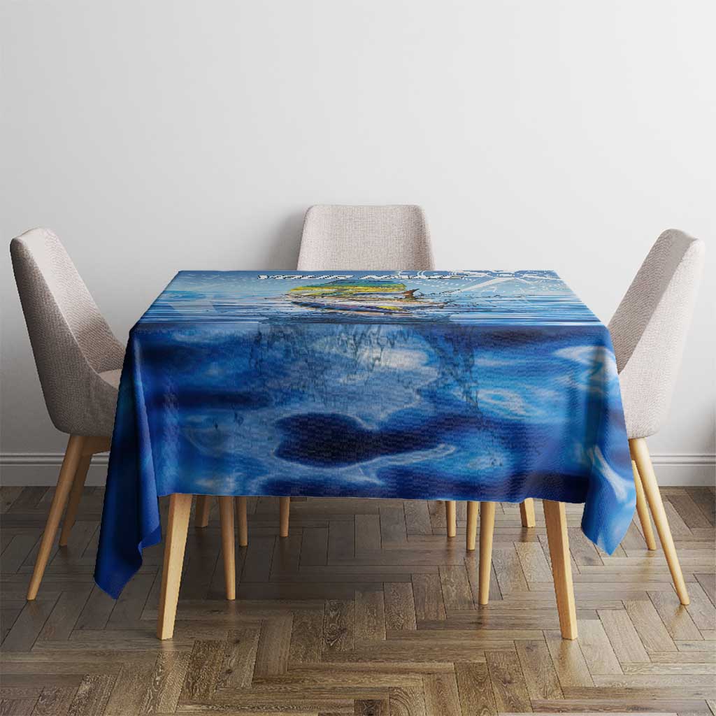 Mahi Mahi and Tuna Fish Tablecloth Fishing Ocean Water Background and Nautical Compass Elements - Wonder Print Shop