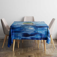 Mahi Mahi and Tuna Fish Tablecloth Fishing Ocean Water Background and Nautical Compass Elements - Wonder Print Shop