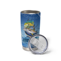 Mahi Mahi and Tuna Fish Tumbler Cup Fishing Ocean Water Background and Nautical Compass Elements - Wonder Print Shop