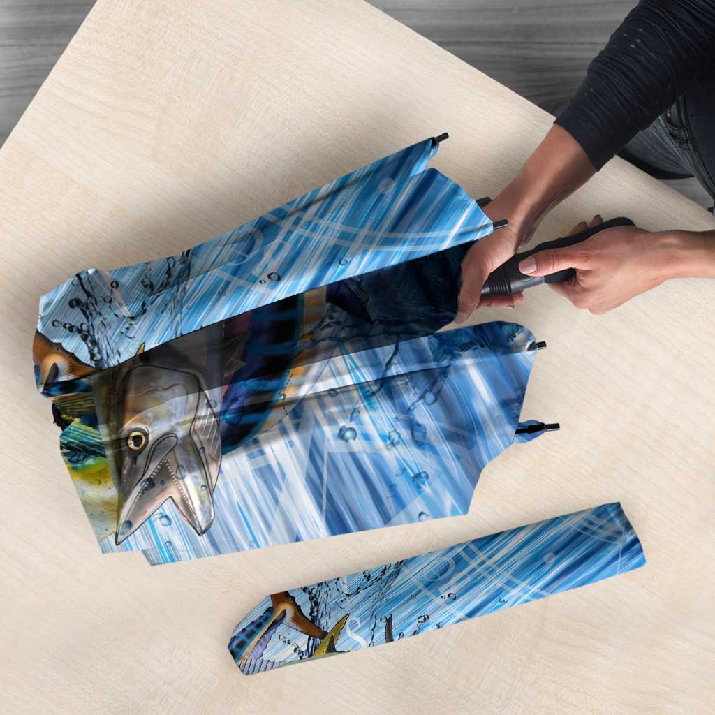 Mahi Mahi and Tuna Fish Umbrella Fishing Ocean Water Background and Nautical Compass Elements - Wonder Print Shop