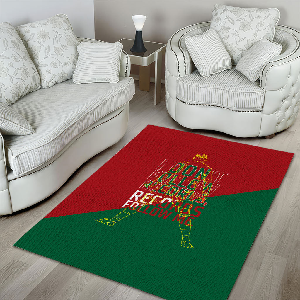 Portugal Football Number 7 GOAT Area Rug Records Follow Me Sports Quote Line Art