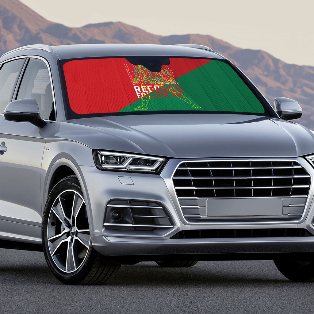 Portugal Football Number 7 GOAT Auto Sun Shade Records Follow Me Sports Quote Line Art