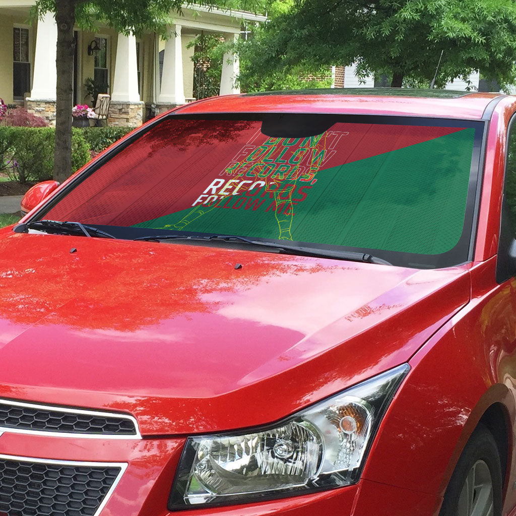 Portugal Football Number 7 GOAT Auto Sun Shade Records Follow Me Sports Quote Line Art