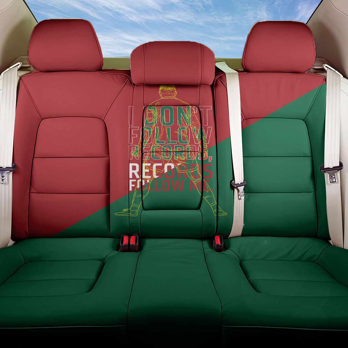 Portugal Football Number 7 GOAT Back Car Seat Cover Records Follow Me Sports Quote Line Art