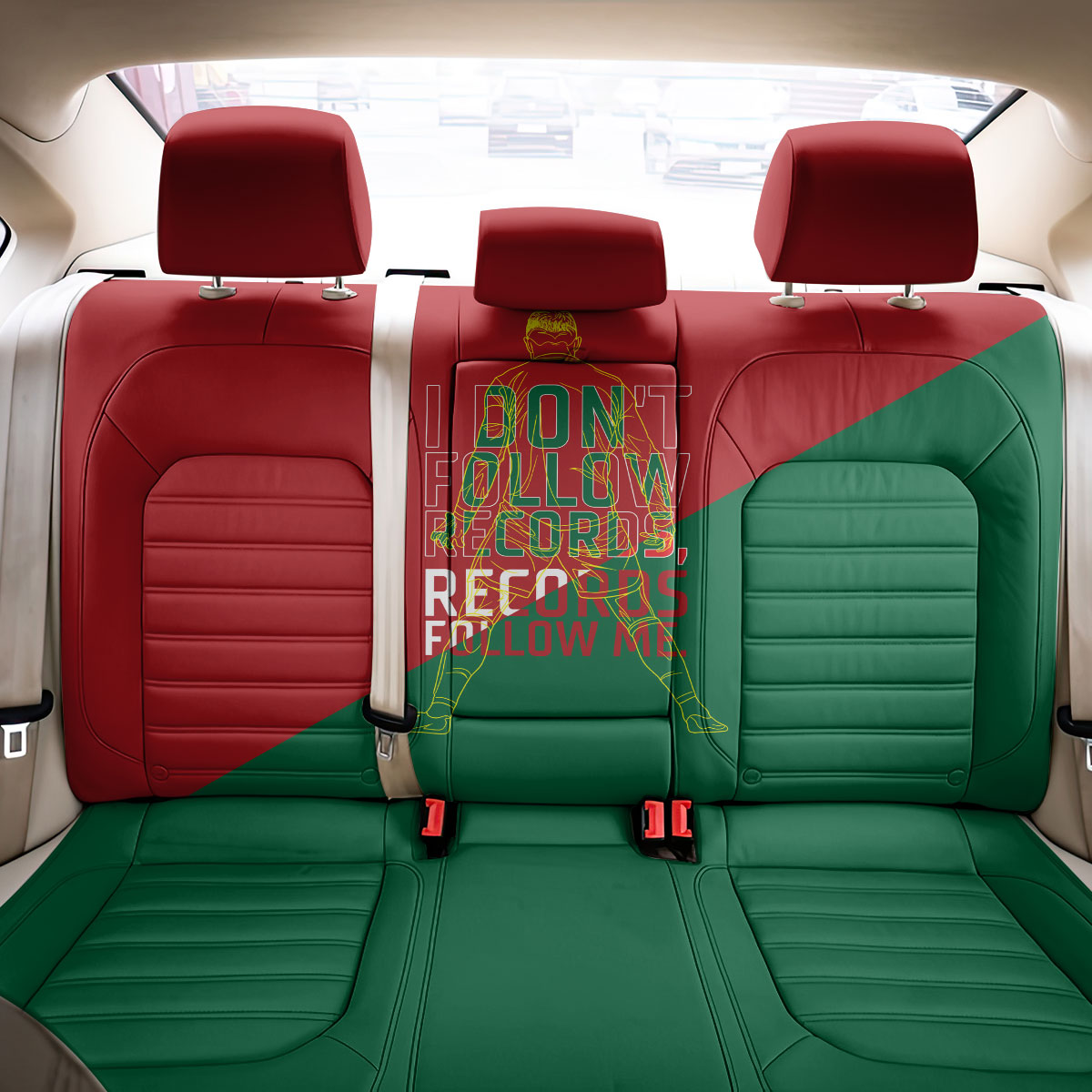Portugal Football Number 7 GOAT Back Car Seat Cover Records Follow Me Sports Quote Line Art