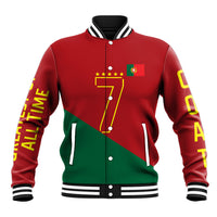 Portugal Football Number 7 GOAT Baseball Jacket Records Follow Me Sports Quote Line Art