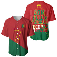 Portugal Football Number 7 GOAT Baseball Jersey Records Follow Me Sports Quote Line Art