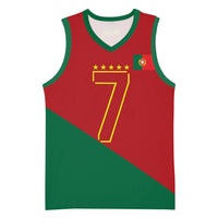Portugal Football Number 7 GOAT Basketball Jersey Records Follow Me Sports Quote Line Art