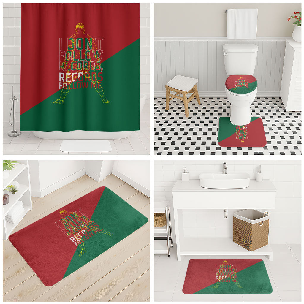 Portugal Football Number 7 GOAT Bathroom Set Records Follow Me Sports Quote Line Art