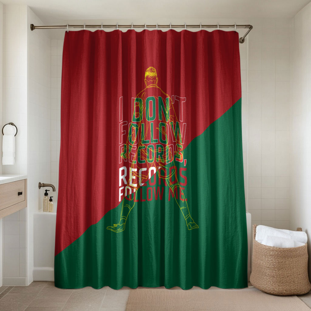 Portugal Football Number 7 GOAT Bathroom Set Records Follow Me Sports Quote Line Art