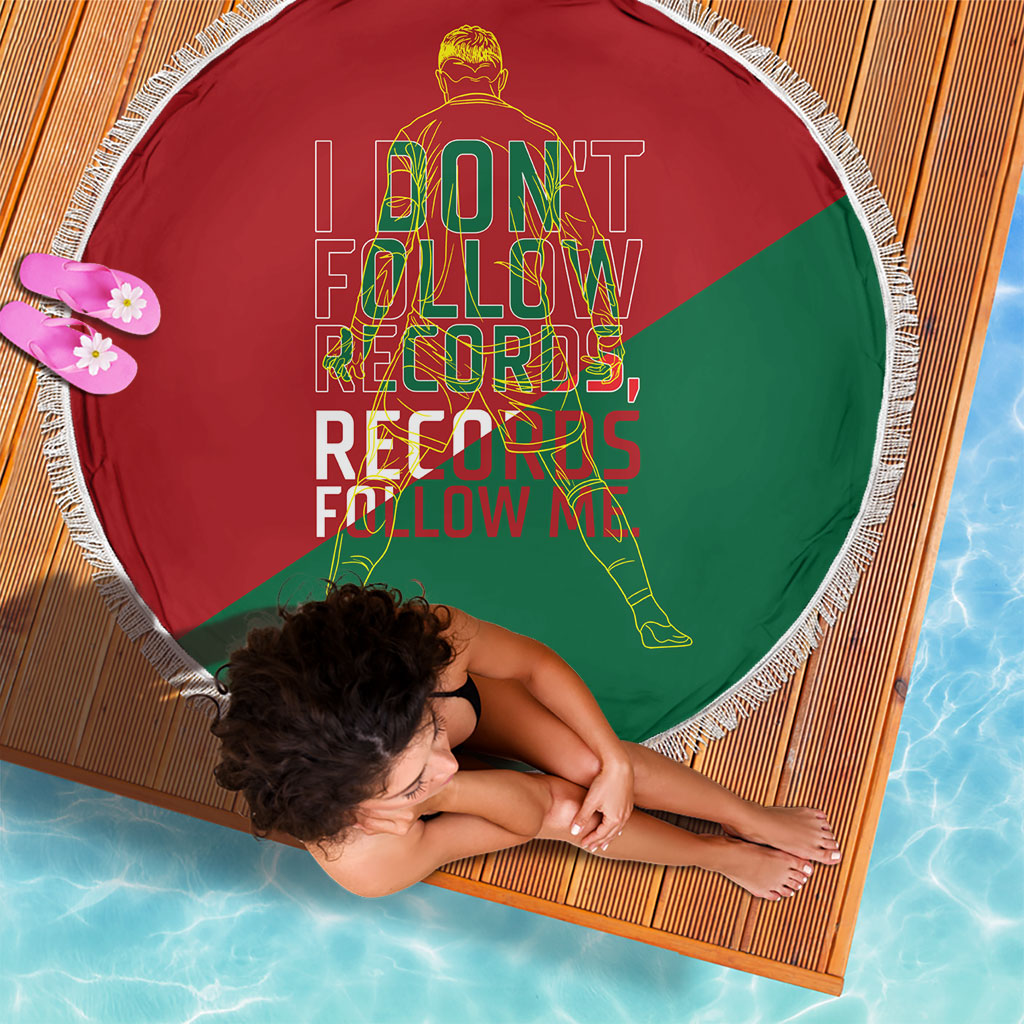Portugal Football Number 7 GOAT Beach Blanket Records Follow Me Sports Quote Line Art